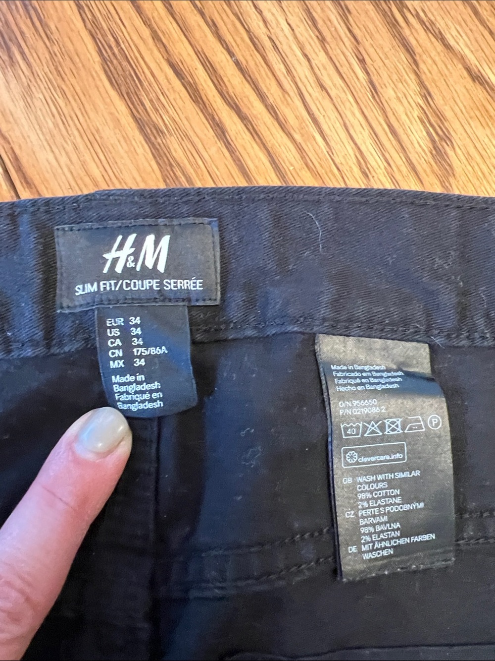 H&M Slim Fit Black Jeans with Branded Waist Label
